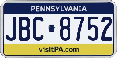 PA license plate JBC8752