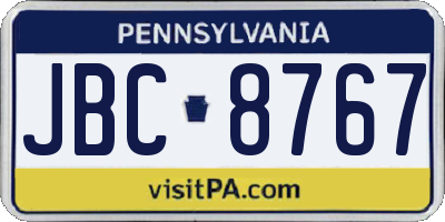PA license plate JBC8767