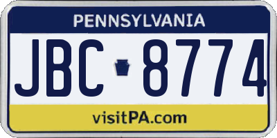 PA license plate JBC8774