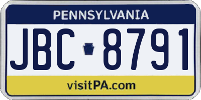 PA license plate JBC8791