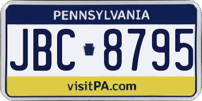 PA license plate JBC8795
