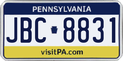 PA license plate JBC8831