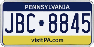 PA license plate JBC8845
