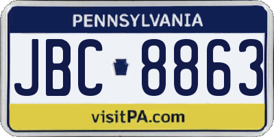 PA license plate JBC8863