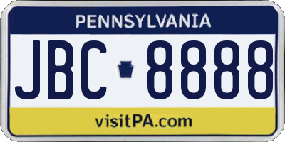 PA license plate JBC8888