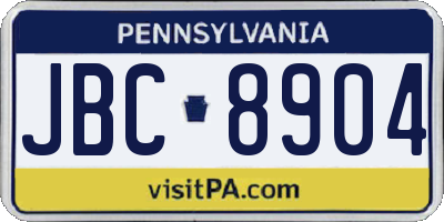 PA license plate JBC8904