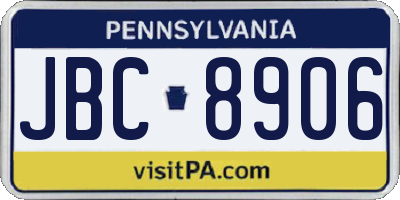 PA license plate JBC8906