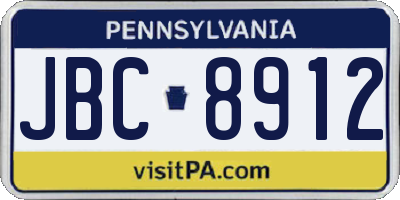 PA license plate JBC8912
