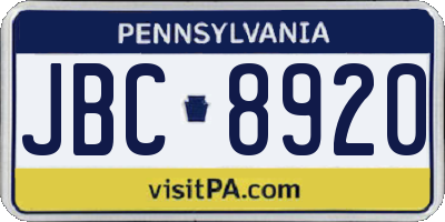 PA license plate JBC8920