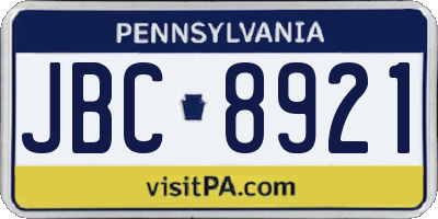 PA license plate JBC8921