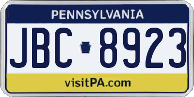 PA license plate JBC8923