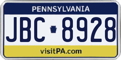 PA license plate JBC8928