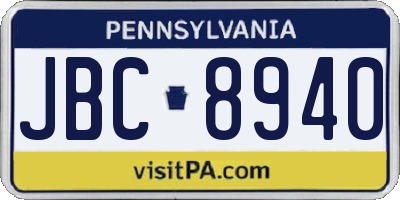PA license plate JBC8940