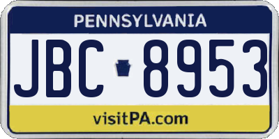 PA license plate JBC8953