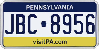 PA license plate JBC8956