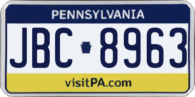 PA license plate JBC8963