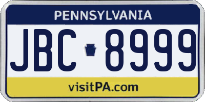 PA license plate JBC8999