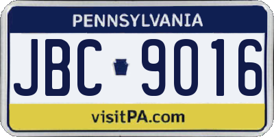 PA license plate JBC9016