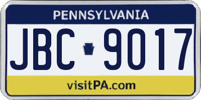 PA license plate JBC9017