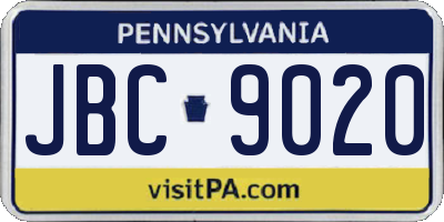 PA license plate JBC9020