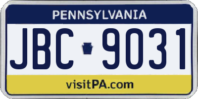 PA license plate JBC9031