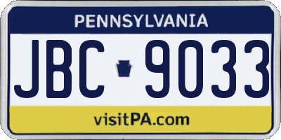 PA license plate JBC9033
