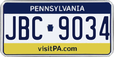 PA license plate JBC9034
