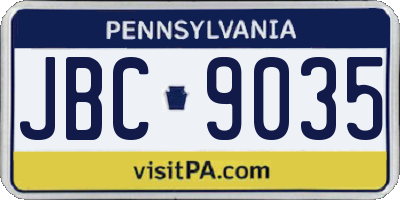 PA license plate JBC9035