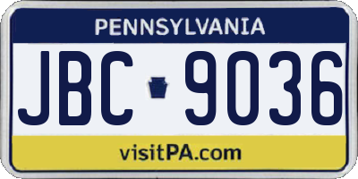 PA license plate JBC9036