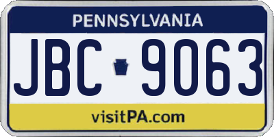 PA license plate JBC9063