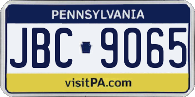 PA license plate JBC9065
