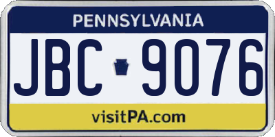 PA license plate JBC9076