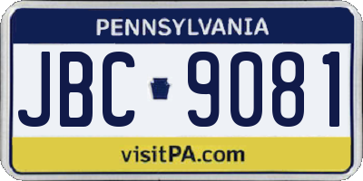 PA license plate JBC9081