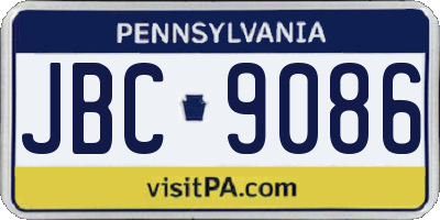 PA license plate JBC9086