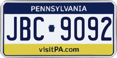 PA license plate JBC9092