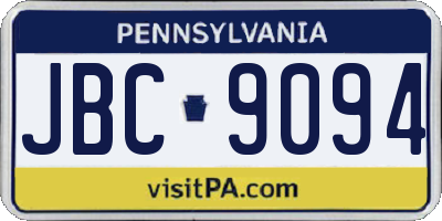PA license plate JBC9094