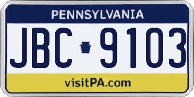 PA license plate JBC9103