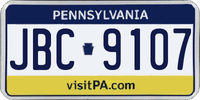 PA license plate JBC9107