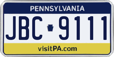 PA license plate JBC9111