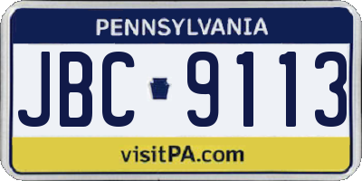 PA license plate JBC9113