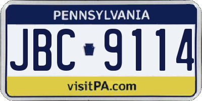 PA license plate JBC9114