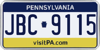 PA license plate JBC9115