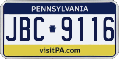 PA license plate JBC9116