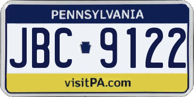 PA license plate JBC9122