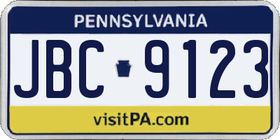 PA license plate JBC9123