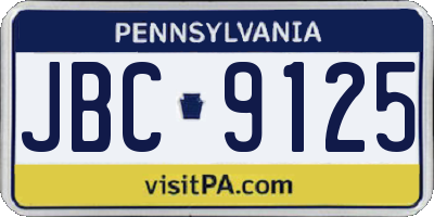 PA license plate JBC9125