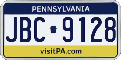 PA license plate JBC9128