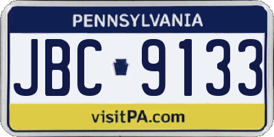 PA license plate JBC9133