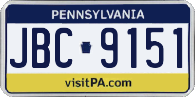 PA license plate JBC9151