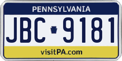 PA license plate JBC9181